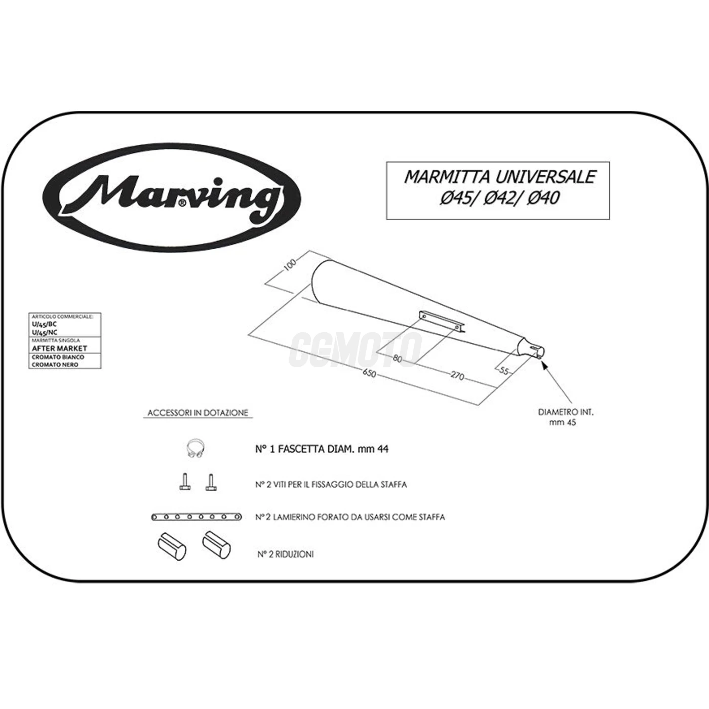 Silencieux Universel Noir M18 Ø40-43-45 Silencieux Universel Noir M18 Ø40-43-45