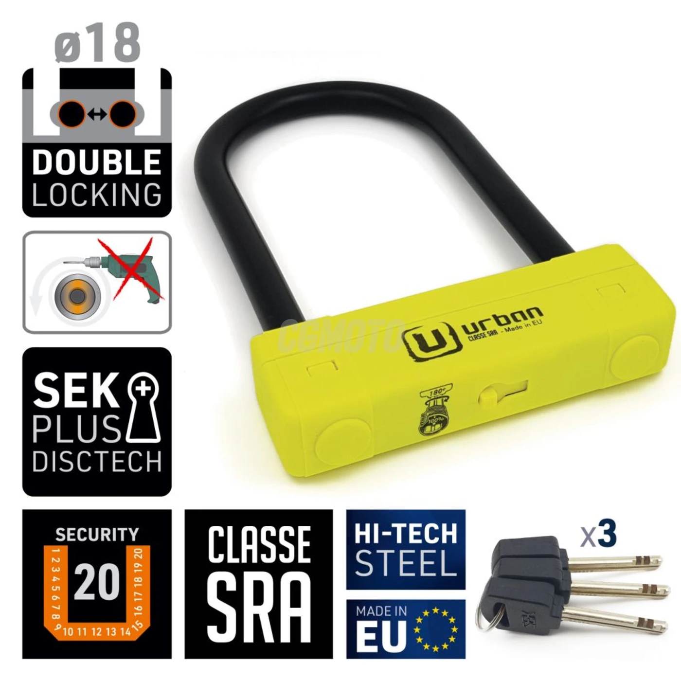 Antivol U diam.18- 120*220 spécial maxi-scooter et selle Honda Antivol U diam.18- 120*220 spécial maxi-scooter et selle Honda