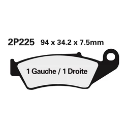 Plaquette de frein Nissin 2P225GS semi-metallique Plaquette de frein Nissin 2P225GS semi-metallique