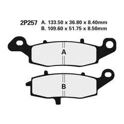 Plaquette de frein Nissin 2P257NS semi-metallique Plaquette de frein Nissin 2P257NS semi-metallique