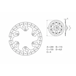 Disque de frein arrière Brembo Serie ORO rond fixe Disque de frein arrière Brembo Serie ORO rond fixe