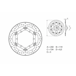 Disque de frein avant Brembo Serie ORO rond flottant Yamaha YZ125 Disque de frein avant Brembo Serie ORO rond flottant Yamaha YZ125