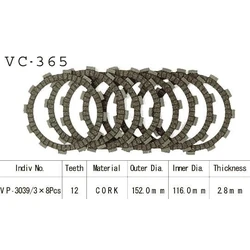 Kit Disques d'Embrayage Garnis Cross Rm 250 1988/1995 Kit Disques d'Embrayage Garnis Cross Rm 250 1988/1995