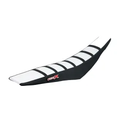 Housse de selle KAWASAKI KLX 450R 2007-2020 TOP WHITE- SIDE BLACK-STRIPES BLACK (M215-3WBB) Housse de selle KAWASAKI KLX 450R 2007-2020 TOP WHITE- SIDE BLACK-STRIPES BLACK (M215-3WBB)