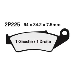 Plaquette de frein Nissin 2P225NS semi-metallique Plaquette de frein Nissin 2P225NS semi-metallique